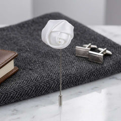 Elegant White Rose Lapel Brooch