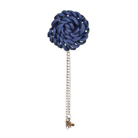 Royal Navy Blue Floral Chain Brooch