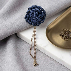 Royal Navy Blue Floral Chain Brooch