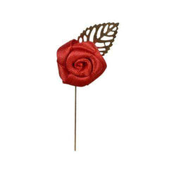Elegant Red Rose Leaf Brooch