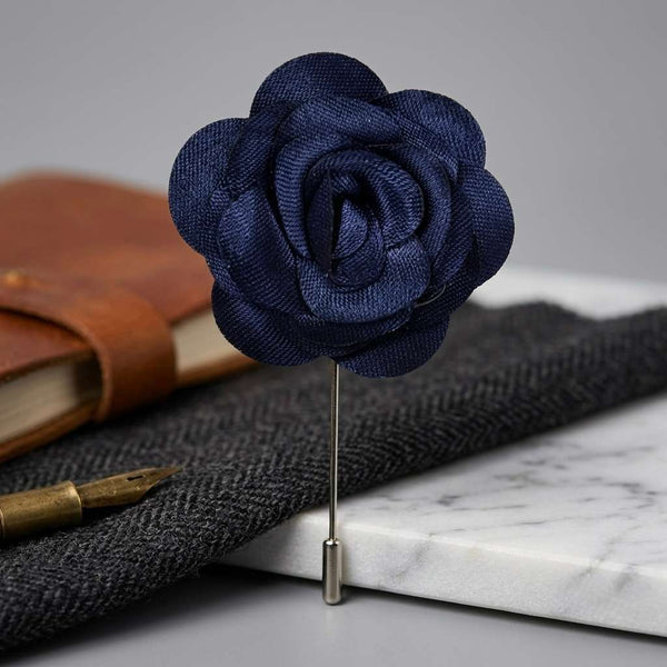 Royal Navy Blue Rose Lapel Brooch