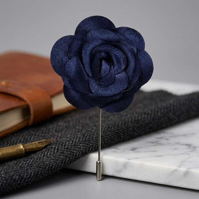 Royal Navy Blue Rose Lapel Brooch