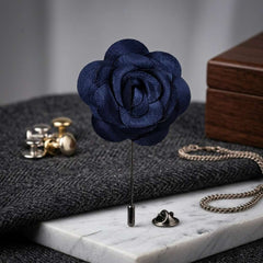 Royal Navy Blue Rose Lapel Brooch