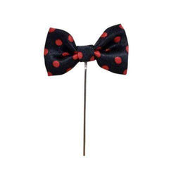 Classic Navy & Red Polka Dot Bow Brooch