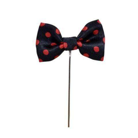Classic Navy & Red Polka Dot Bow Brooch