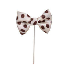 Elegant White & Burgundy Polka Dot Bow Brooch