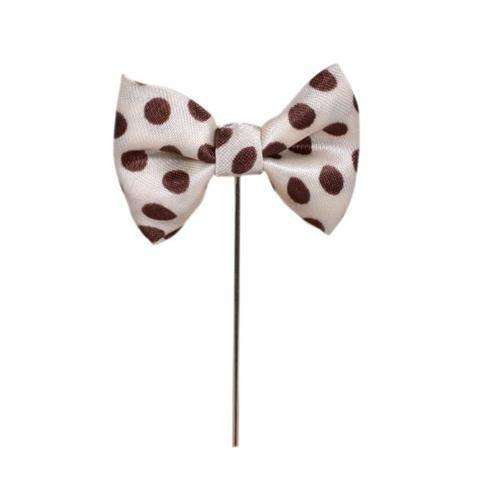 Elegant White & Burgundy Polka Dot Bow Brooch