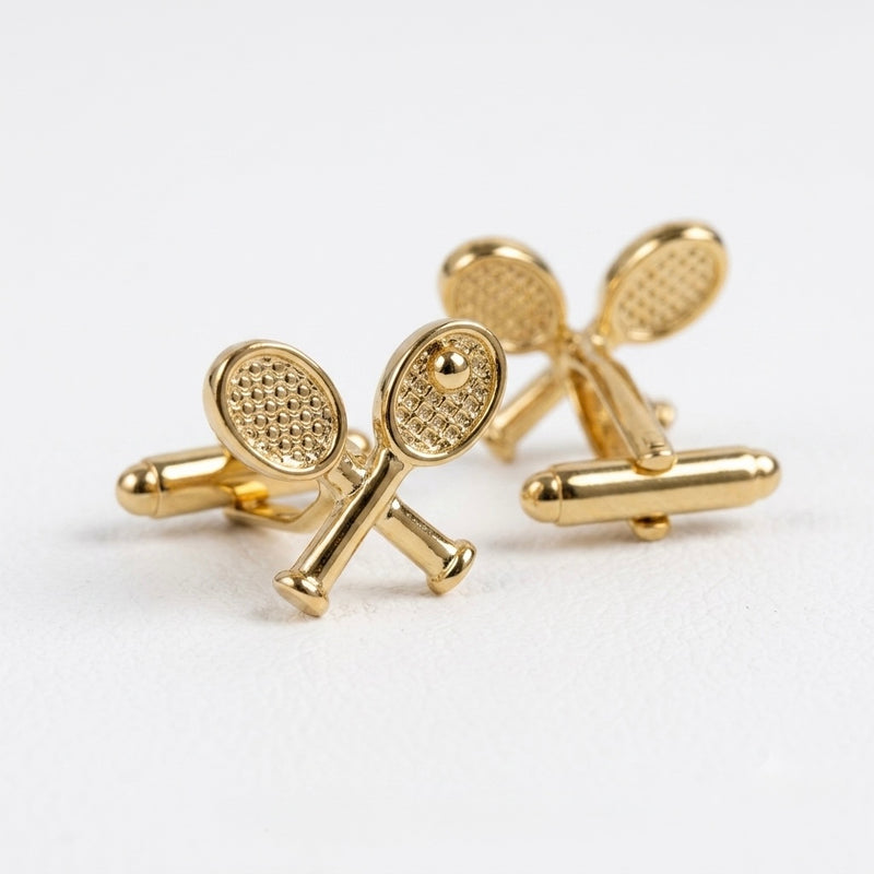Golden Tennis Racket Cufflinks