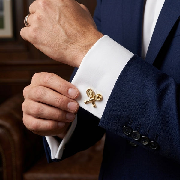 Golden Tennis Racket Cufflinks