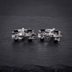 Silver Racing Car Cufflinks
