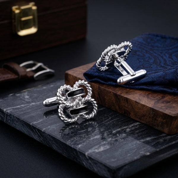 Silver Rope Buckle Cufflinks