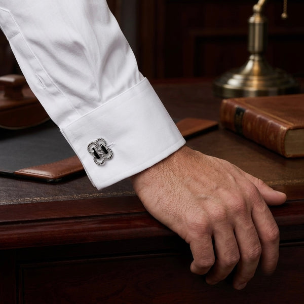 Silver Rope Buckle Cufflinks
