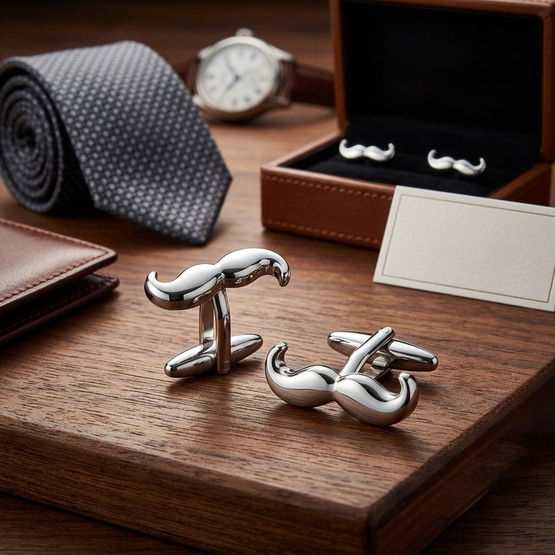 Silver Moustache Cufflinks