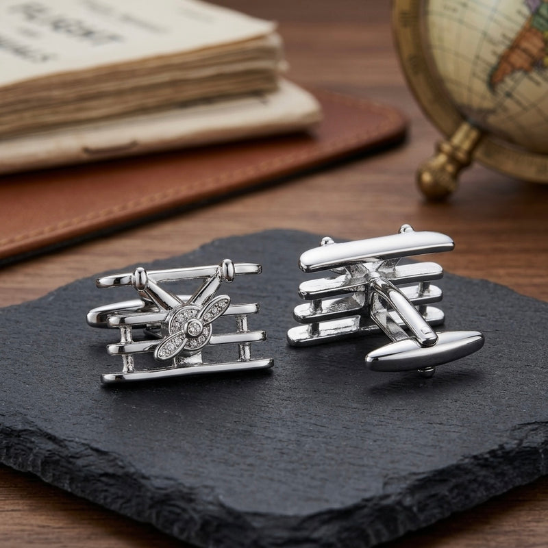 Silver Airplane Cufflinks