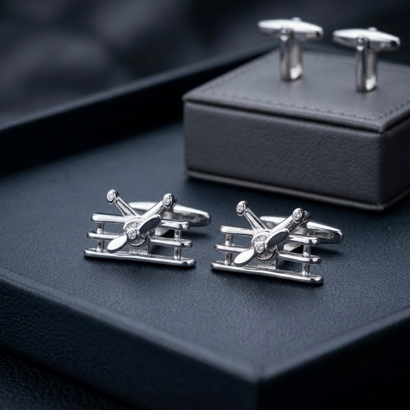 Silver Airplane Cufflinks