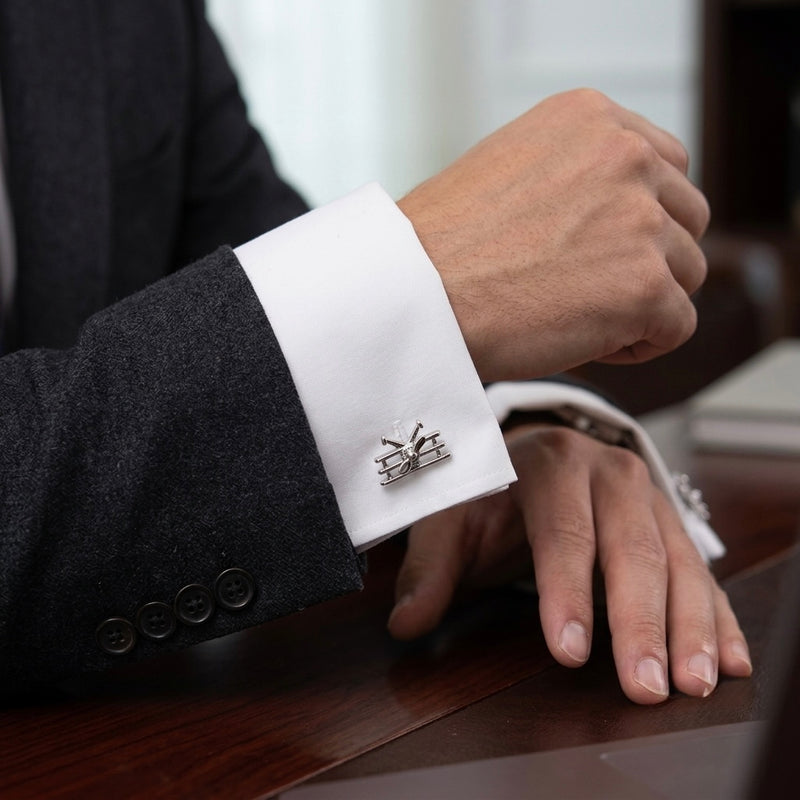 Silver Airplane Cufflinks