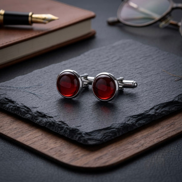 Ruby Red Crystal Cufflinks