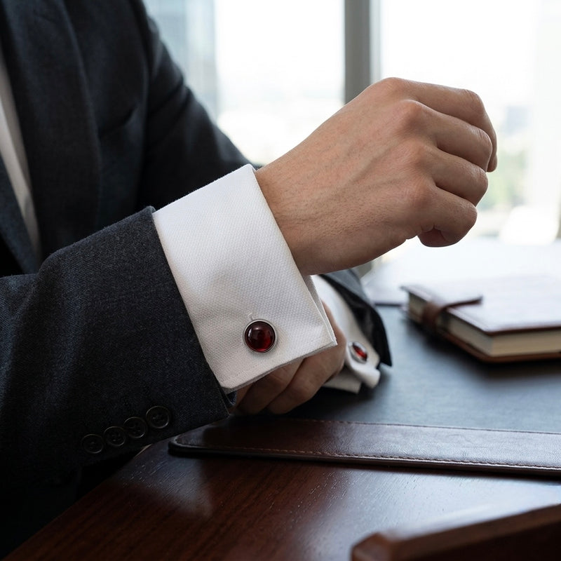 Ruby Red Crystal Cufflinks