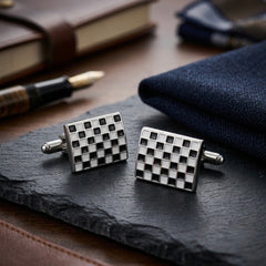 Black & Silver Checkered Cufflinks