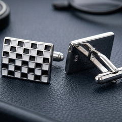 Black & Silver Checkered Cufflinks