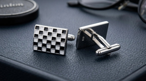 Black & Silver Checkered Cufflinks