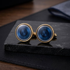 Navy Blue & Gold Classic Cufflinks