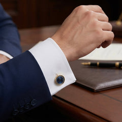 Navy Blue & Gold Classic Cufflinks