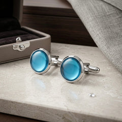Aqua Blue Crystal Cufflinks
