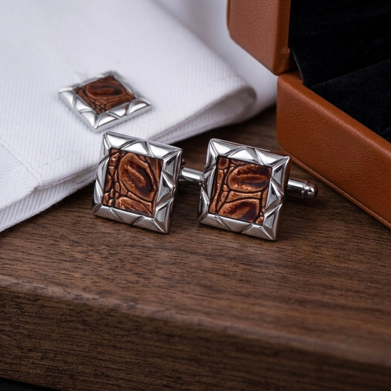 Bronze Textured Square Cufflinks