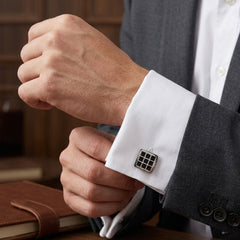 Black Grid Square Cufflinks
