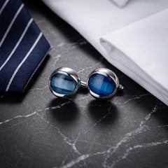 Blue Glass Accent Cufflinks