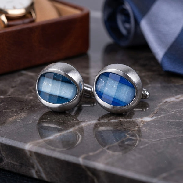 Blue Glass Accent Cufflinks