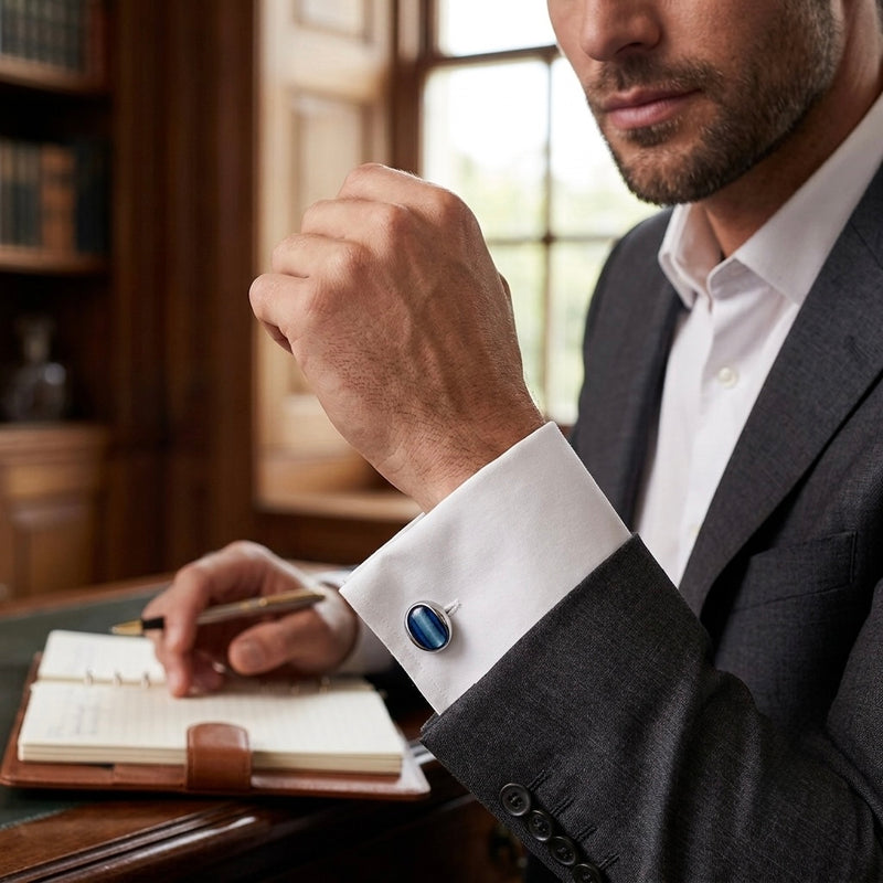 Blue Glass Accent Cufflinks