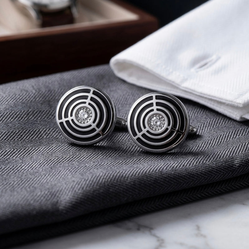 Black & Silver Geometric Cufflinks