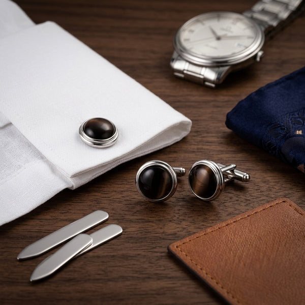 Classic Brown Gemstone Cufflinks