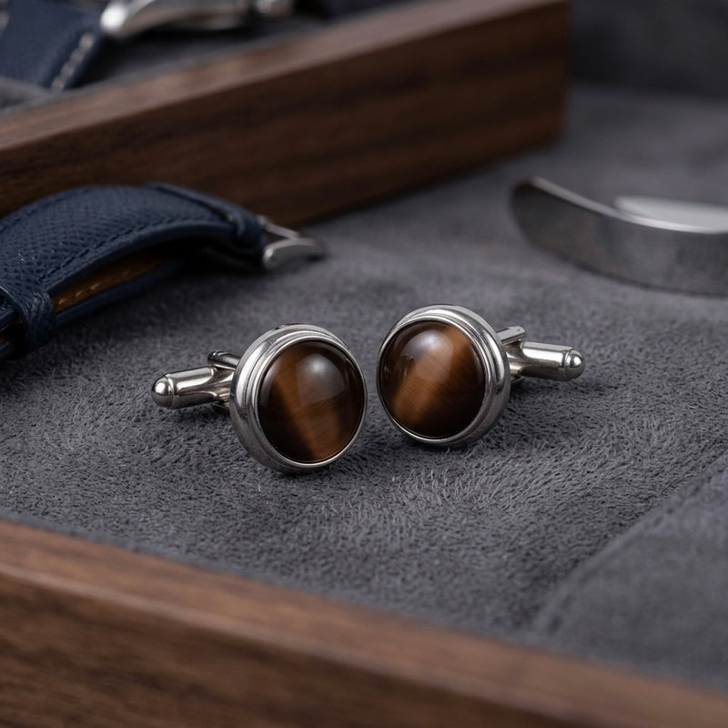 Classic Brown Gemstone Cufflinks