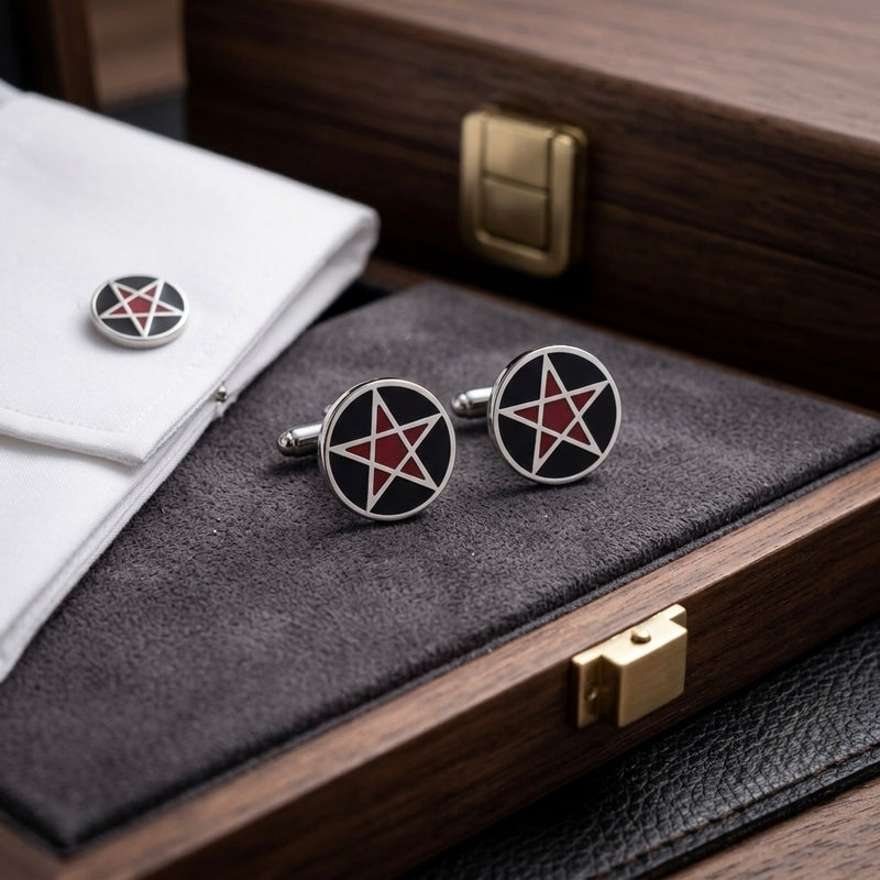 Bold Black & Red Star Cufflinks