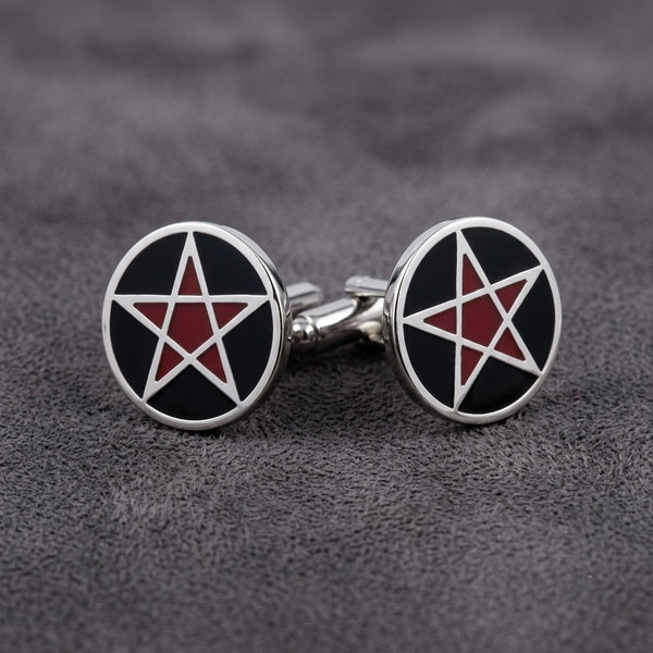 Bold Black & Red Star Cufflinks