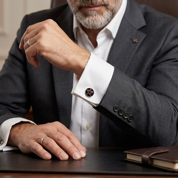 Bold Black & Red Star Cufflinks