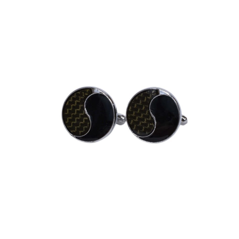 Yin-Yang Inspired Black & Carbon Cufflinks