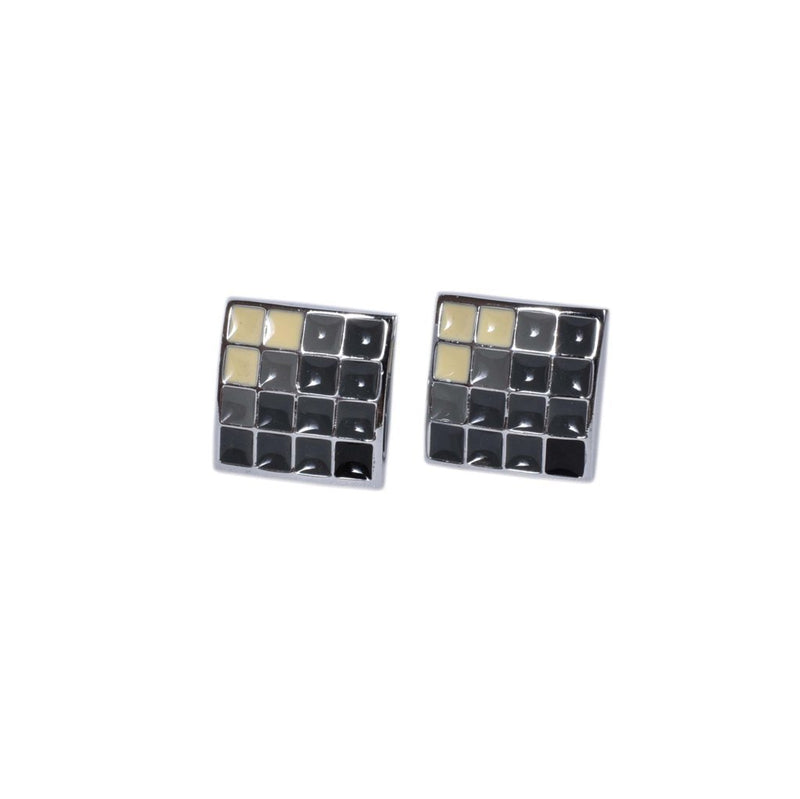 Modern Black & Gold Grid Cufflinks
