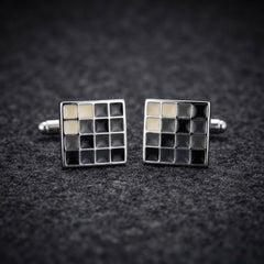Modern Black & Gold Grid Cufflinks