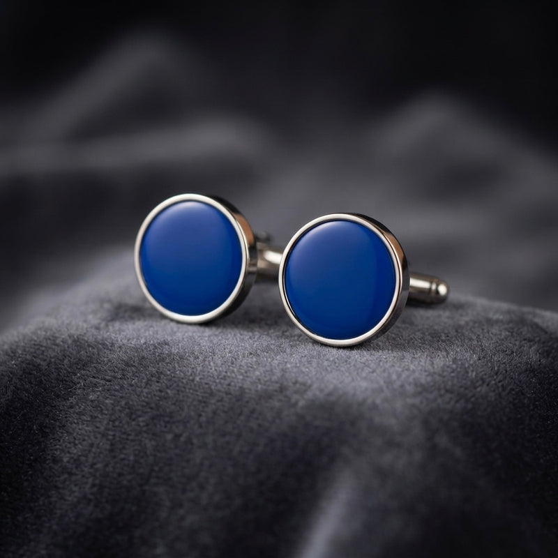 Classic Royal Blue Round Cufflinks