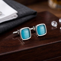 Aqua Blue Cushion Cufflinks