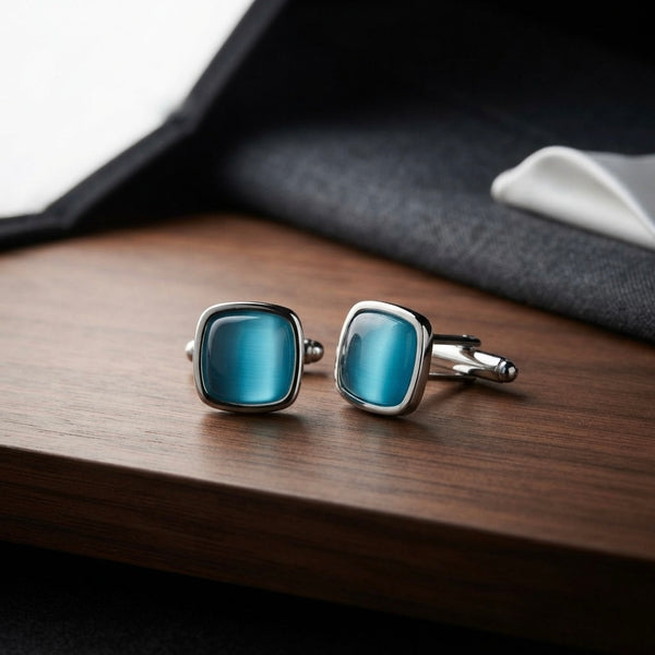 Aqua Blue Cushion Cufflinks