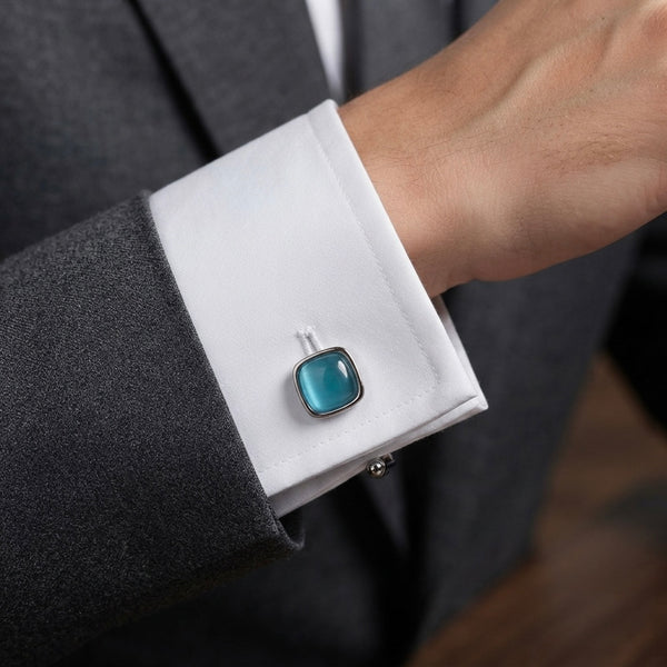 Aqua Blue Cushion Cufflinks