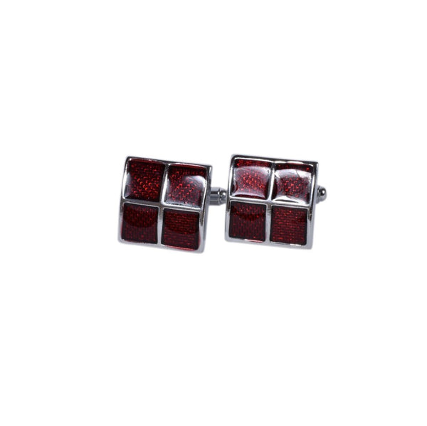 Rich Burgundy Grid Cufflinks