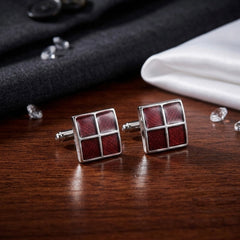 Rich Burgundy Grid Cufflinks