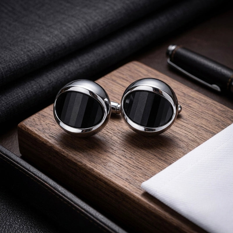 Classic Black Oval Cufflinks