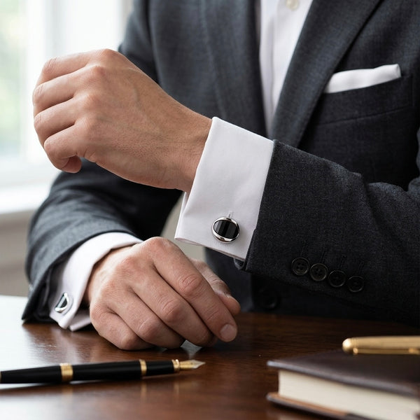 Classic Black Oval Cufflinks